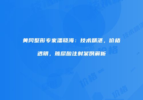黄冈整形专家潘晓海：技术精湛，价格透明，玻尿酸注射案例解析