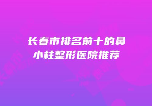 长春市排名前十的鼻小柱整形医院推荐