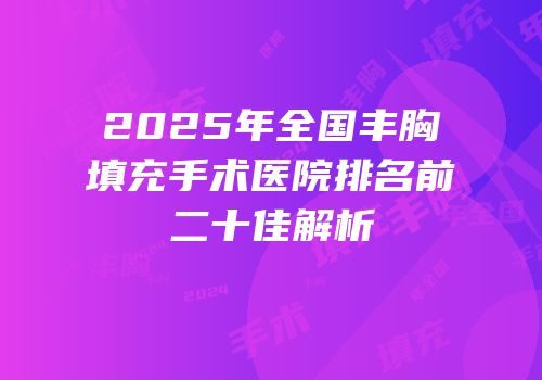 2025年全国丰胸填充手术医院排名前二十佳解析