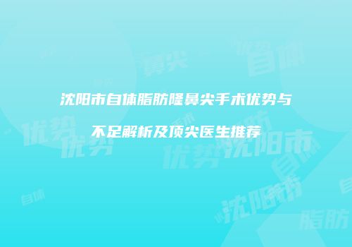 沈阳市自体脂肪隆鼻尖手术优势与不足解析及顶尖医生推荐