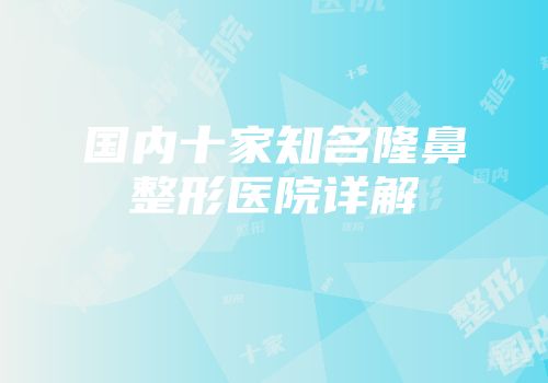 国内十家知名隆鼻整形医院详解