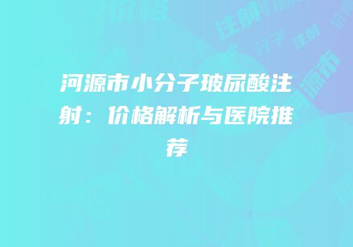 河源市小分子玻尿酸注射：价格解析与医院推荐