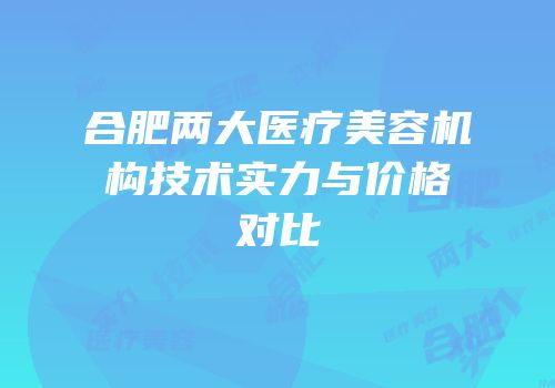 合肥两大医疗美容机构技术实力与价格对比
