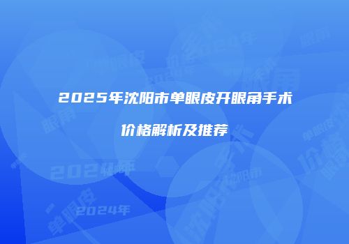 2025年沈阳市单眼皮开眼角手术价格解析及推荐