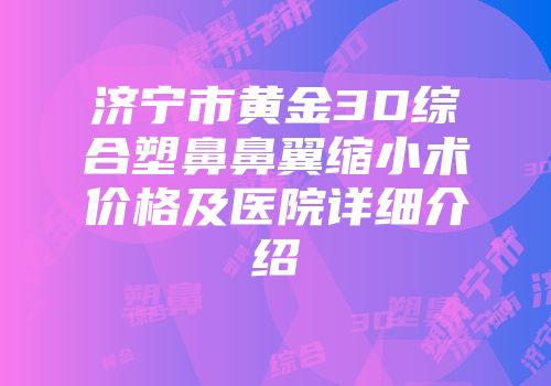 济宁市黄金3D综合塑鼻鼻翼缩小术价格及医院详细介绍