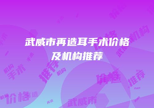 武威市再造耳手术价格及机构推荐