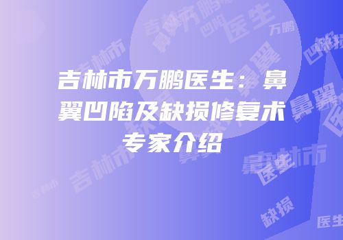 吉林市万鹏医生：鼻翼凹陷及缺损修复术专家介绍