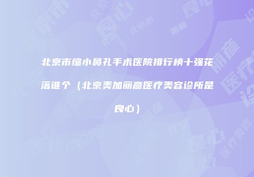 北京市缩小鼻孔手术医院排行榜十强花落谁个（北京美加丽彦医疗美容诊所是良心）