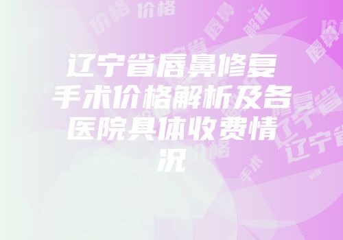 辽宁省唇鼻修复手术价格解析及各医院具体收费情况