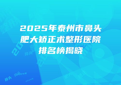 2025年泰州市鼻头肥大矫正术整形医院排名榜揭晓