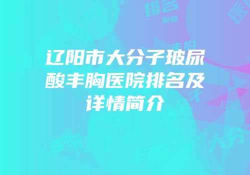辽阳市大分子玻尿酸丰胸医院排名及详情简介