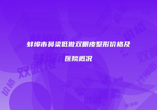 蚌埠市鼻梁低做双眼皮整形价格及医院概况