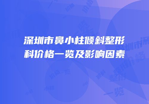 深圳市鼻小柱倾斜整形科价格一览及影响因素