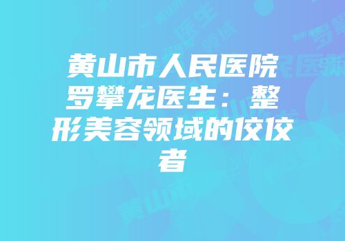 黄山市人民医院罗攀龙医生：整形美容领域的佼佼者