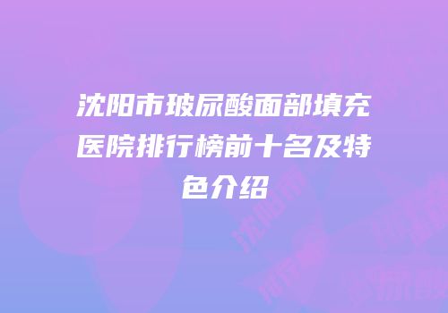 沈阳市玻尿酸面部填充医院排行榜前十名及特色介绍