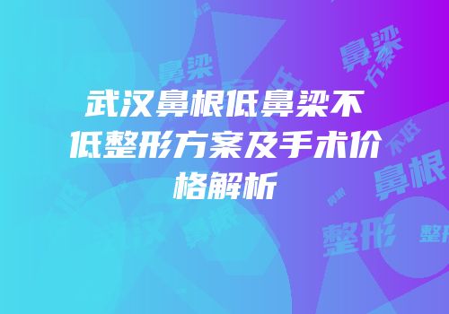 武汉鼻根低鼻梁不低整形方案及手术价格解析