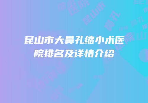 昆山市大鼻孔缩小术医院排名及详情介绍