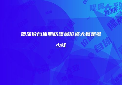 菏泽做自体脂肪隆鼻价格大致是多少钱