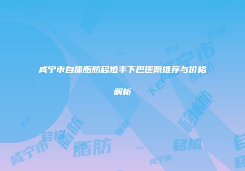 咸宁市自体脂肪移植丰下巴医院推荐与价格解析