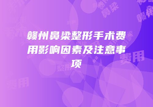 赣州鼻梁整形手术费用影响因素及注意事项