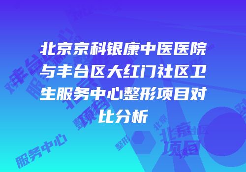 北京京科银康中医医院与丰台区大红门社区卫生服务中心整形项目对比分析