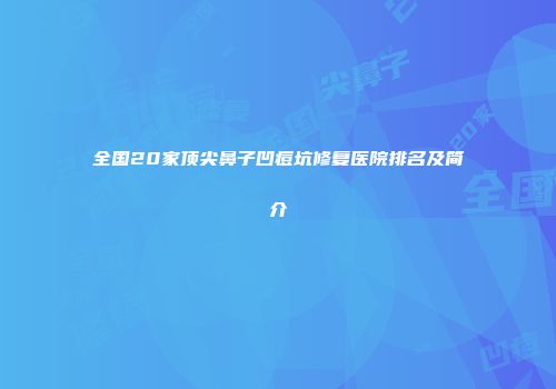全国20家顶尖鼻子凹痘坑修复医院排名及简介