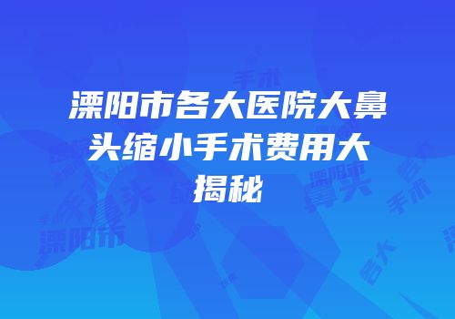 溧阳市各大医院大鼻头缩小手术费用大揭秘