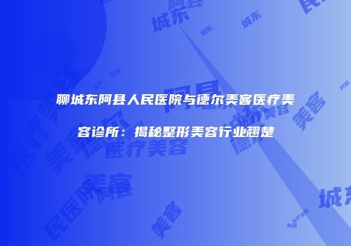 聊城东阿县人民医院与德尔美客医疗美容诊所：揭秘整形美容行业翘楚