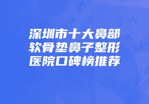 深圳市十大鼻部软骨垫鼻子整形医院口碑榜推荐