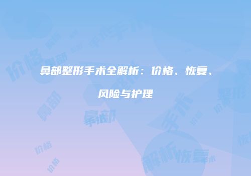 鼻部整形手术全解析：价格、恢复、风险与护理