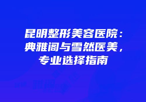 昆明整形美容医院：典雅阁与雪然医美，专业选择指南