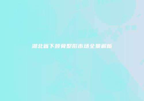 湖北省下颌骨整形市场全景解析