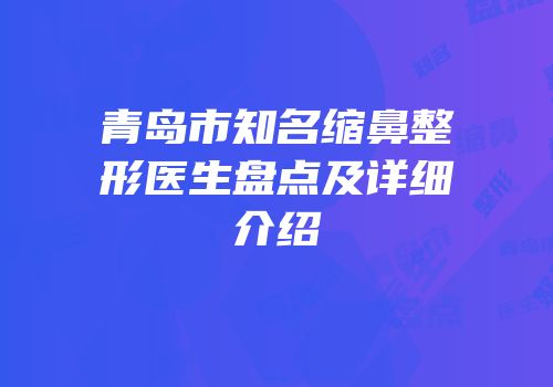 青岛市知名缩鼻整形医生盘点及详细介绍
