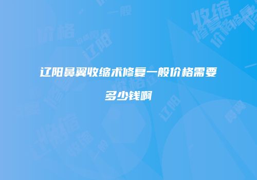 辽阳鼻翼收缩术修复一般价格需要多少钱啊