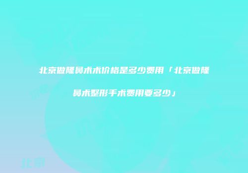 北京做隆鼻术术价格是多少费用「北京做隆鼻术整形手术费用要多少」