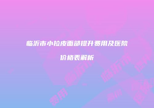 临沂市小拉皮面部提升费用及医院价格表解析