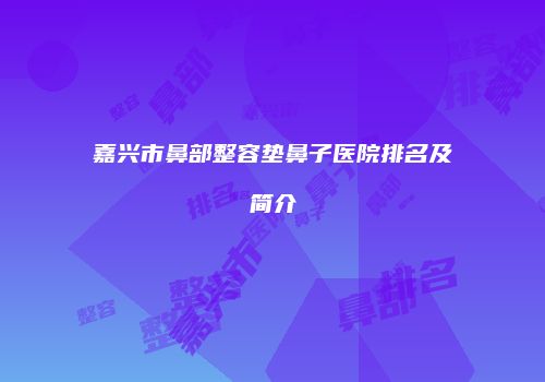 嘉兴市鼻部整容垫鼻子医院排名及简介
