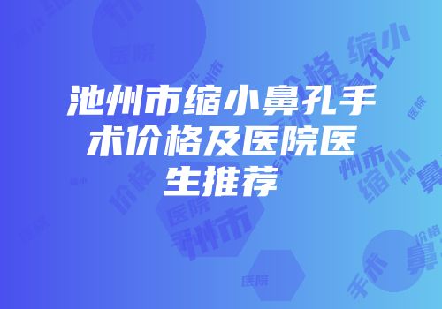 池州市缩小鼻孔手术价格及医院医生推荐