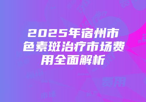 2025年宿州市色素斑治疗市场费用全面解析