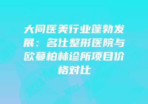 大同医美行业蓬勃发展：名仕整形医院与欧蔓柏林诊所项目价格对比