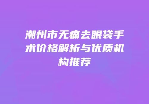 潮州市无痛去眼袋手术价格解析与优质机构推荐