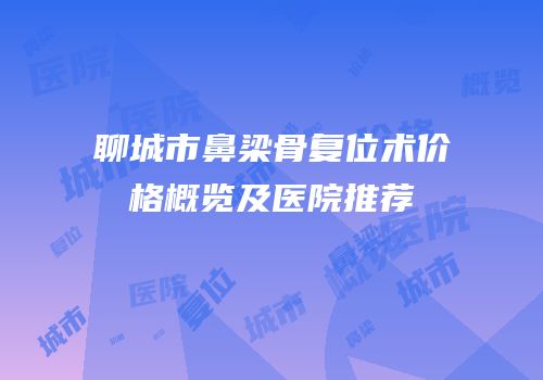 聊城市鼻梁骨复位术价格概览及医院推荐