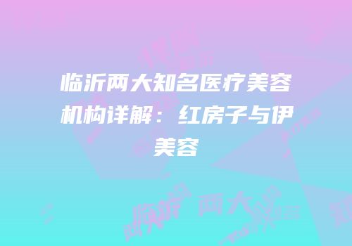 临沂两大知名医疗美容机构详解：红房子与伊美容