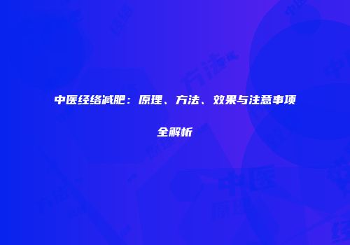 中医经络减肥：原理、方法、效果与注意事项全解析