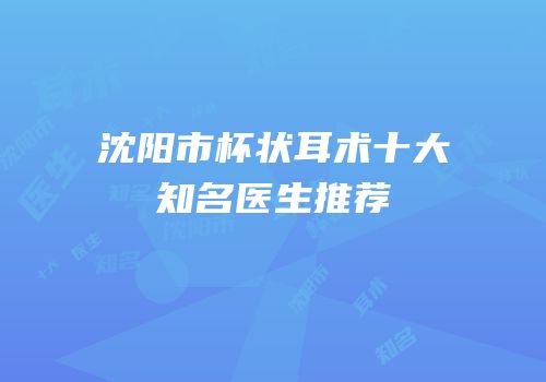 沈阳市杯状耳术十大知名医生推荐