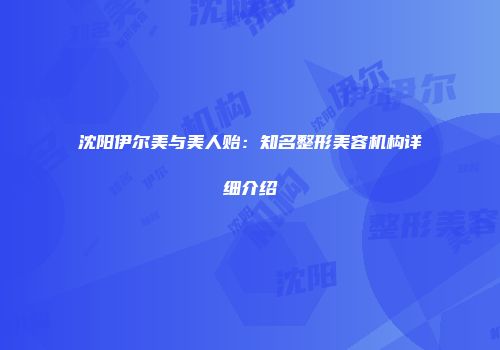 沈阳伊尔美与美人贻：知名整形美容机构详细介绍