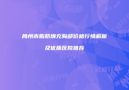梅州市脂肪填充胸部价格行情解析及优质医院推荐