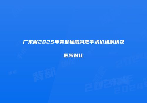 广东省2025年背部抽脂减肥手术价格解析及医院对比
