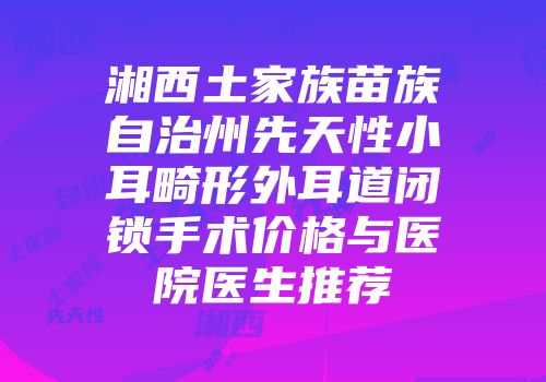 湘西土家族苗族自治州先天性小耳畸形外耳道闭锁手术价格与医院医生推荐