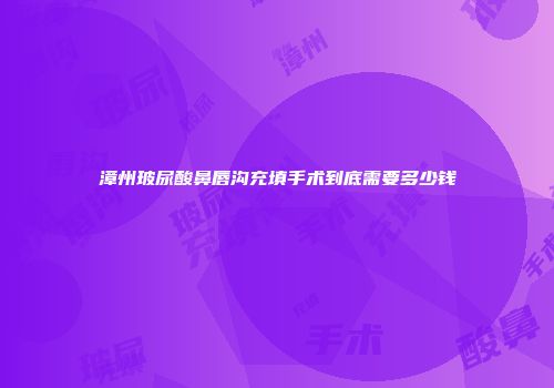 漳州玻尿酸鼻唇沟充填手术到底需要多少钱